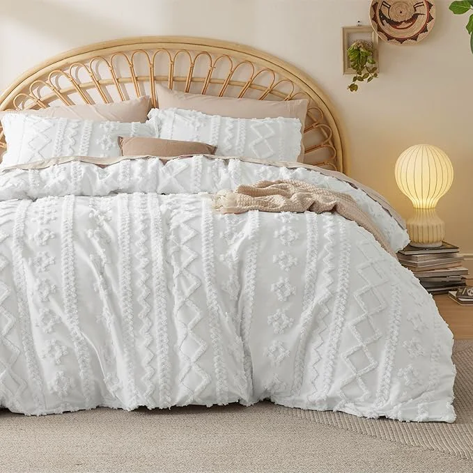 Bedsure Boho Duvet Cover King Size Soft amp Comfortable Elegant Design Boho Bedding for Decoration Machine Washable Comforter Cover for All Seasons Includes 1 Duvet Cover amp 2 Pillow Shams White Superior