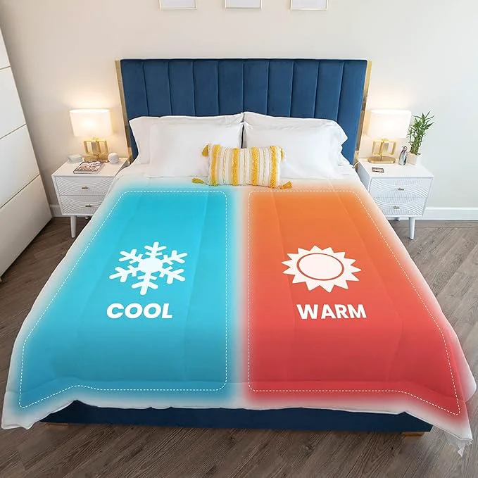 Authentic SöMN Kömforte Microfiber Dual Zone Comforter His and Hers Blankets for Couples Cool amp Warm Two Temperature Comforter Down Duvet Insert Wedding Gift Gray King Official