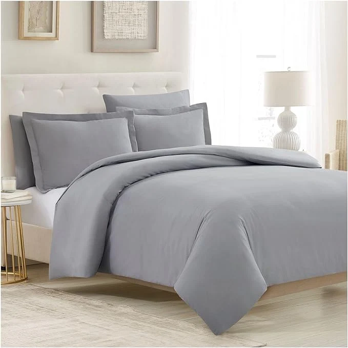 Premium Mellanni Duvet Cover Set - 5 PC Iconic Collection Bedding Set - Hotel Luxury Extra Soft amp Cooling - Microfiber - Button Closure and Corner Ties King Light Gray High-Performance