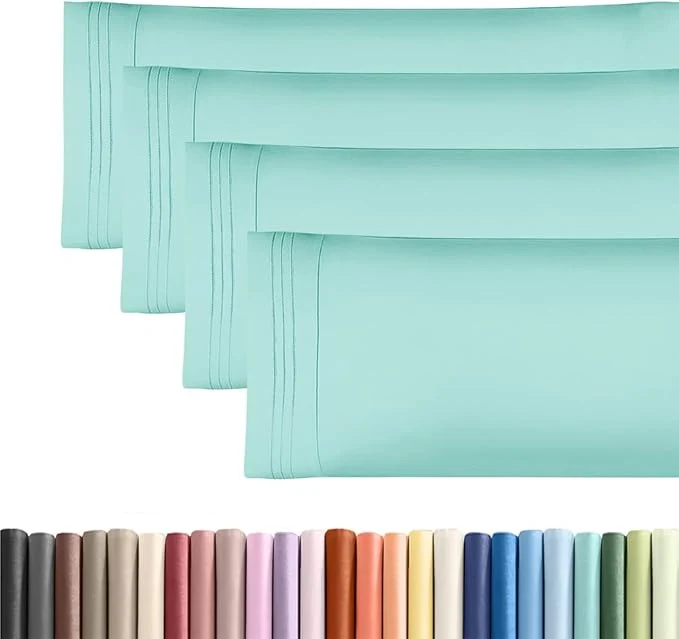 Enhanced Body Pillowcases Set of 4-20x54 Long Body Pillow Case - Soft Body Pillow Cover for Sleeping amp Side Sleepers - Comfy Breathable amp Fade - Machine Washable with Envelope Enclosure - Spa Blue Specialty