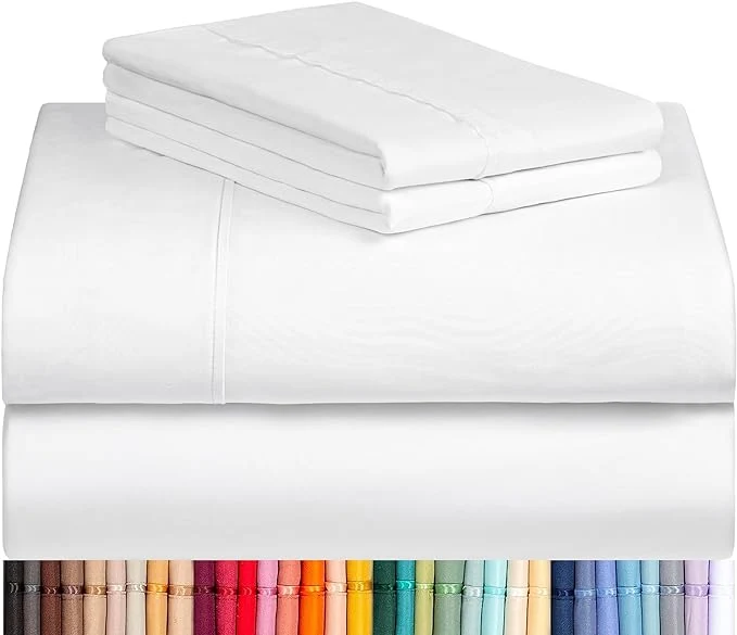 Environmentally Friendly LuxClub 4 PC Queen Sheet Set Deep Pockets Wrinkle Cooling Bed Sheets Hotel Bedding for Women Men Includes 1 Fitted Sheet 1 Flat Sheet and 2 Pillowcases-Soft White Practical