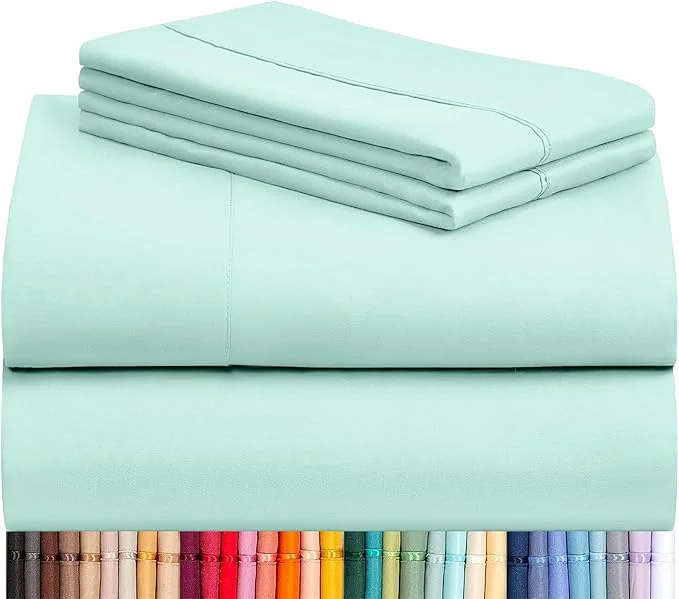 World-Class LuxClub 4 PC Sheet Set Bed Sheets Deep Pockets 16 quot Eco Friendly Wrinkle Cooling Machine Washable Hotel Bedding Silky Soft - Aquamarine King Innovative