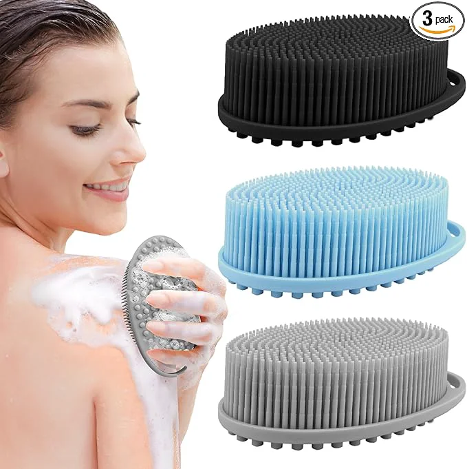 Stylish 3 Pack Silicone Body Scrubber Exfoliating Body Scrubber Fit Organic