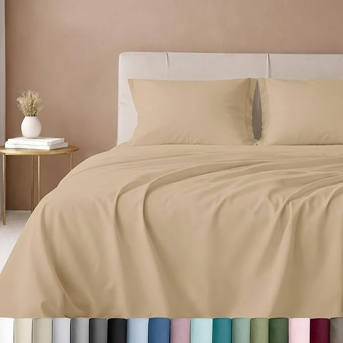 Refined California Design Den California King Sheets 600 Thread Count Cotton Sateen California King Sheet Set with Deep Pockets Soft Hotel-Quality Bedding Sheets amp Pillowcases Golden Tan Responsible