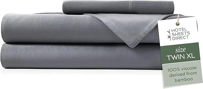 Smooth Hotel Sheets Direct 3 Piece Bed Sheet Set Twin XL Size Viscose Derived from Bamboo Sheets Set with 1 Pillowcase Cooling amp Breathable Luxury Bedding Moisture-Wicking amp Silky Soft Dark Gray Innovative