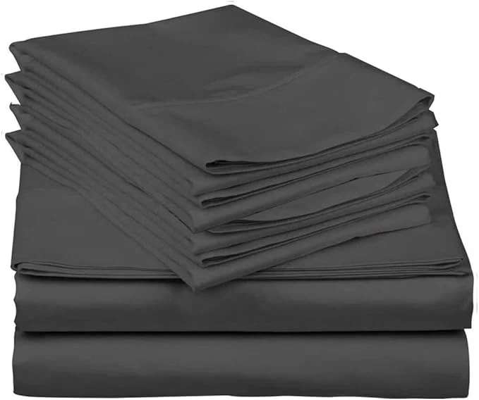 Artisan Mattress-Homes Ultra-Soft Breathable Hotel Luxury Collection Split King Size 7 Piece Crisp Sheet Set Egyptian Cotton Extra Deep Pocket Upto 21 quot Machine Washable Sheets in Dark Grey Solid Original