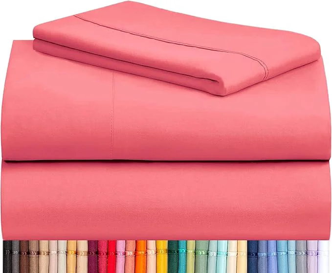 Elite LuxClub 3 PC Twin XL Sheet Set Deep Pockets Wrinkle Cooling Bed Sheets Hotel Bedding for Women Men Kids amp Teens Includes 1 Fitted Sheet 1 Flat Sheet and 1 Pillowcase-Silky Soft Vermilion Elegant