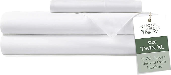 Secure Hotel Sheets Direct 3 Piece Bed Sheet Set Twin XL Size Viscose Derived from Bamboo Sheets Set with 1 Pillowcase Cooling amp Breathable Luxury Bedding Moisture-Wicking amp Silky Soft Texture White Outstanding