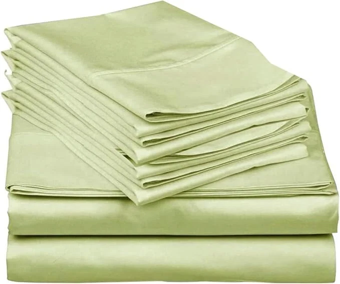 Long-Lasting Mattress-Homes Extra Deep Pocket 6 Piece Queen Sheet Set Hotel Luxury Collection Egyptian Cotton 21 quot Deep Fitted Sheet Soft Cool amp Breathable Bedding with 4 Pillowcases in Sage Solid Top-Quality