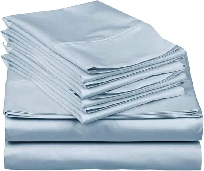 Practical Mattress-Homes 6 Piece Cal-King Sheet Set Hotel Luxury Collection Egyptian Cotton 18 Inch Deep Pocket Fitted Sheet Soft amp Cool Breathable Bedding with 4 Pillowcases in Light Blue Solid Premium Material