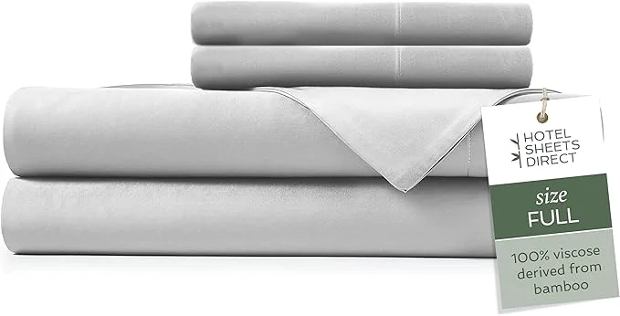 Practical Hotel Sheets Direct 4 Piece Bed Sheet Set Full Size Viscose Derived from Bamboo Sheets Set with 2 Pillowcases Cooling amp Breathable Luxury Bedding Moisture-Wicking amp Silky Soft Texture Gray Next-Generation