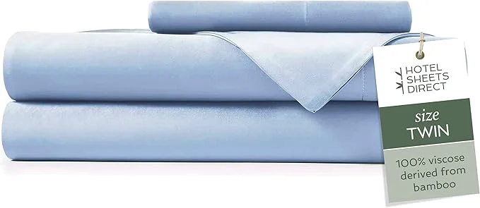 Exceptional Hotel Sheets Direct 3 Piece Bed Sheet Set Twin Size Viscose Derived from Bamboo Sheets Set with 1 Pillowcase Cooling amp Breathable Luxury Bedding Moisture-Wicking amp Silky Soft Light Blue Healthy