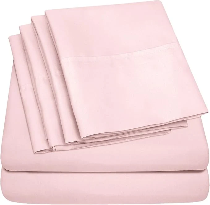 Versatile King Size Bed Sheets - 6 Piece 1500 Supreme Collection Fine Brushed Microfiber Deep Pocket King Sheet Set Bedding - 2 Extra Pillow Cases Great Value King Pale Pink Artisan