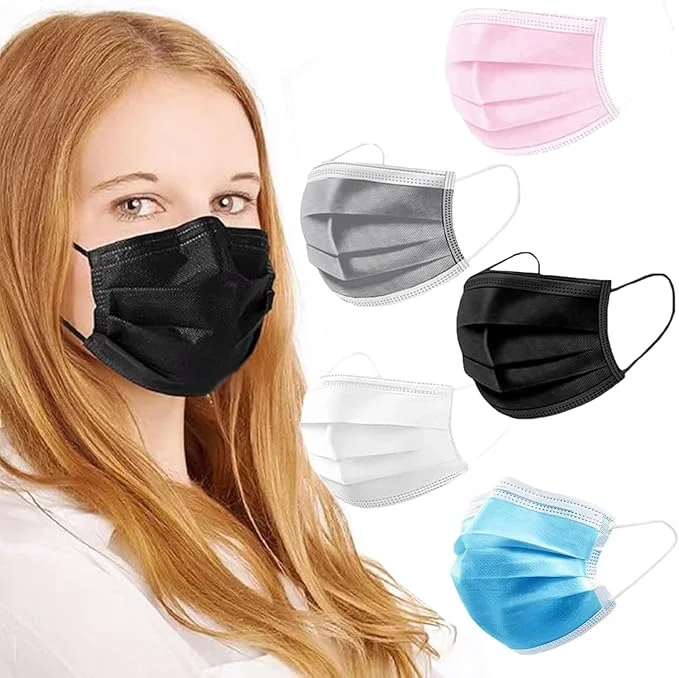 Detailed 100Pcs 5 Color Disposable Face Mask 3 Ply Breathable Masks Sustainable