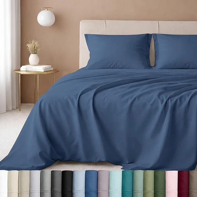 Exclusive California Design Den Luxury Twin Sheet Set - Cotton 600 Thread Count Deep Pocket Twin Sheets Soft Hotel-Quality Bedding with Sateen Weave - Royal Navy Blue Optimized