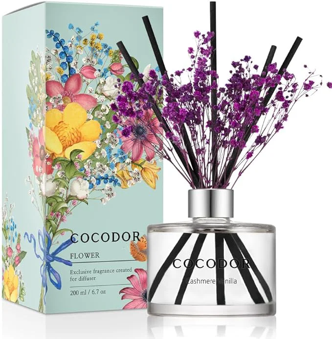 Smooth COCODOR Flower Reed Diffuser Set 6.7oz Cashmere Vanilla Scent Diffuser Outstanding