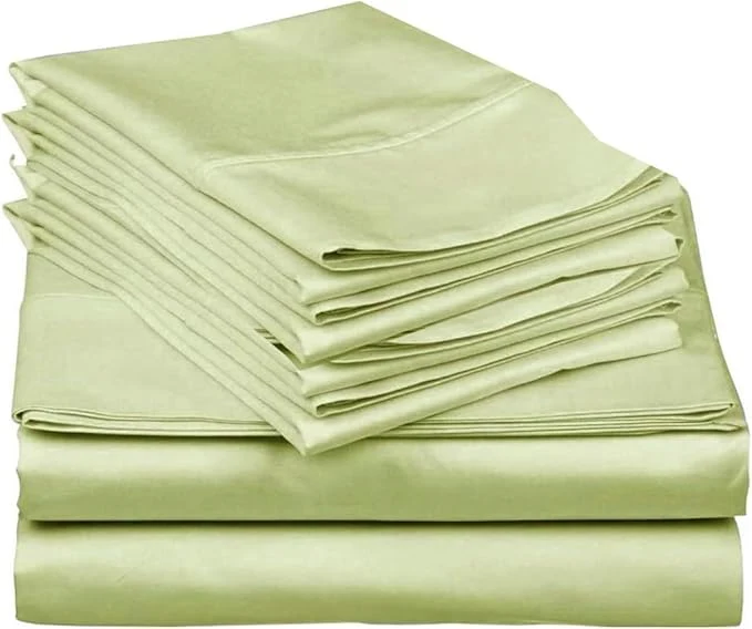Minimalist Mattress-Homes 6 Piece Queen Sheet Set Hotel Luxury Collection Egyptian Cotton 18 Inch Deep Pocket Fitted Sheet Soft amp Cool Breathable Bedding with 4 Pillowcases in Sage Solid Responsible