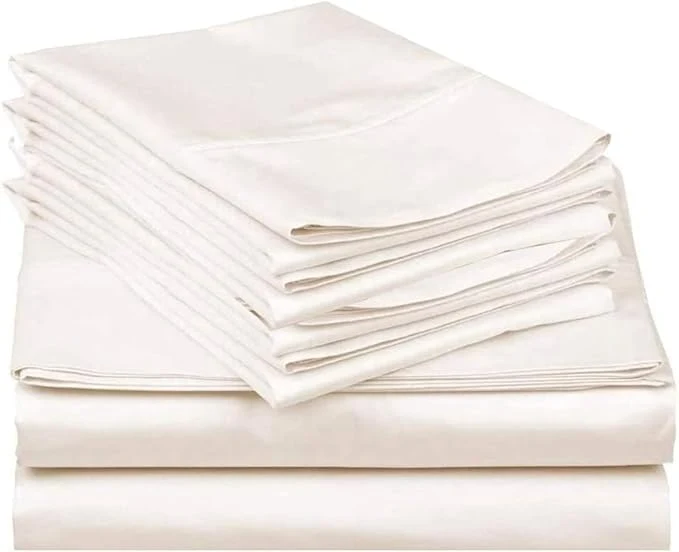 Easy-to-Use Mattress-Homes 6 Piece Queen Sheet Set Hotel Luxury Collection Egyptian Cotton 18 Inch Deep Pocket Fitted Sheet Soft amp Cool Breathable Bedding with 4 Pillowcases in Ivory Solid Detailed