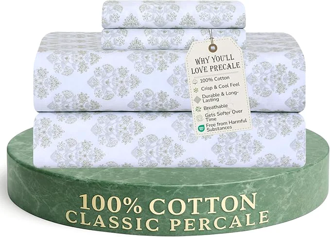 Feather amp Stitch Softest Cotton Sheets 300 Thread Count Percale Weave Bedding 16 quot Deep Pocket Cooling Sheets Breathable Bed Set Hotel Premium Quality Full Royal Aura Outstanding