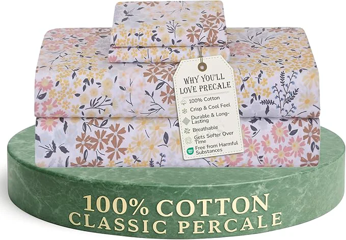 High-Quality Feather amp Stitch Softest Cotton Sheets 300 Thread Count Percale Weave Bedding 16 quot Deep Pocket Cooling Sheets Breathable Bed Set Hotel Premium Quality King Victorian Floral Efficient