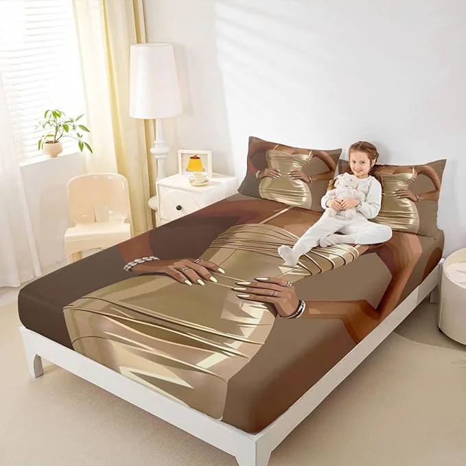 Excellent Erosebridal Fashion Black Woman Fitted Sheet for Kids Vogue Black Girls Full Bedding Set Fashionable Gorgeous Bed Sheets for Girls Women Teens Romantic Fashion Theme Sheets with 2 Pillow Cases Quality