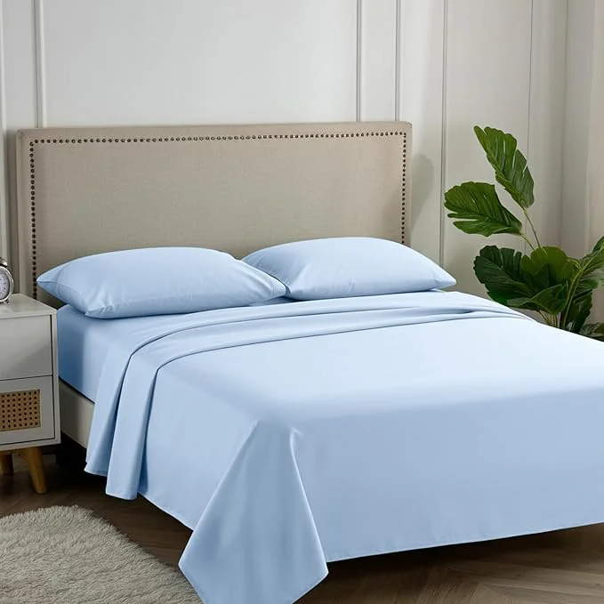 Refined Carressa Linen Egyptian Cotton Full Size Sheets - 600 Thread Count Full Size Egyptian Cotton Sheets 4 PC Sky Blue Soft Cooling 16 quot Deep Pocket Sateen Weave Luxury Hotel Bed Sheet Set Safe