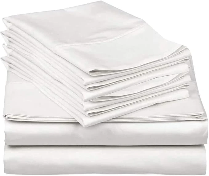 Flexible Mattress-Homes 6 Piece Queen Sheet Set Hotel Luxury Collection Egyptian Cotton 18 Inch Deep Pocket Fitted Sheet Soft amp Cool Breathable Bedding with 4 Pillowcases in White Solid Functional