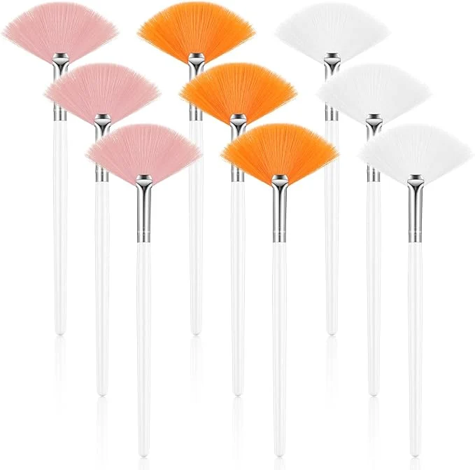Elegant 9 Pieces Facial Fan Mask Brushes Soft Facial Applicator Brushes Tools Sophisticated