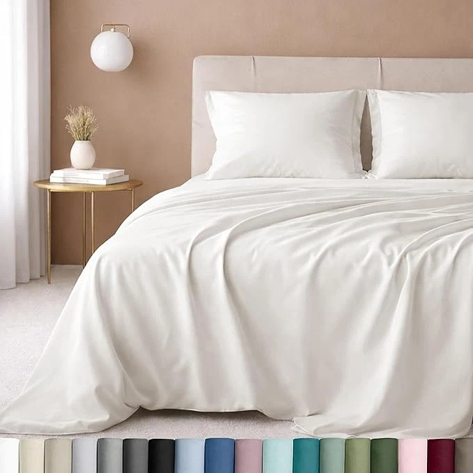Durable California Design Den Queen Size Sheet Set - Luxuriously Soft 600 Thread Count Sateen Cotton Sheets Deep Pocket Bedding Set with All Around Elastic for a Snug Fit - True Ivory Healthy