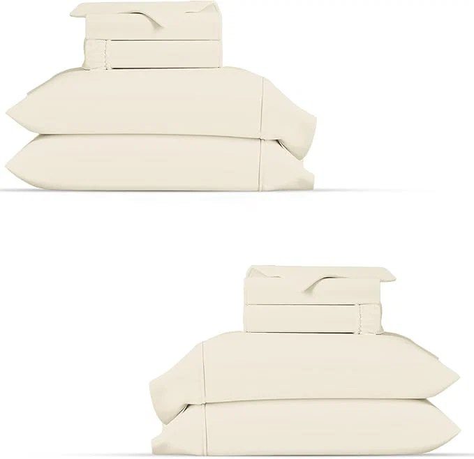 High-Quality TEXAS LINEN CO. 2-Pack Organic Cotton Full Size Sheet Sets - 2 Sets of Full Size Percale Weave Organic Cotton Sheets Soft Breathable amp Cooling Deep Pocket Hotel Bed Sheet Set 8 PC Ivory Proven