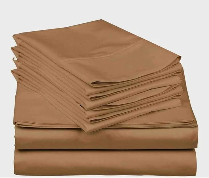 Excellent Mattress-Homes Extra Deep Pocket 6 Piece Cal-King Sheet Set Hotel Luxury Collection Egyptian Cotton 21 quot Deep Fitted Sheet Soft Cool amp Breathable Bedding with 4 Pillowcases in Taupe Solid Clean