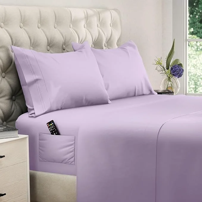 Lightweight DREAMCARE King Size Sheets Set – 4 pcs Cooling Sheets – up to 21 Deep Pocket King Sheet Set – Hotel Luxury Sheets amp Pillowcases – Superior Softness Microfiber with Side Pocket - Lavender Dependable