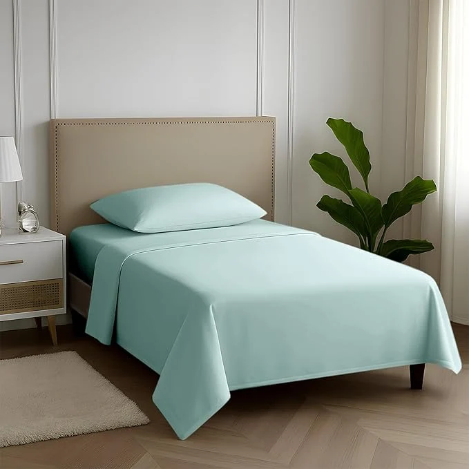 Traditional Carressa Linen Egyptian Cotton Twin Sheets Set - 600 Thread Count Egyptian Cotton Luxury Twin Sheets 3 PC Seafoam Green 16 quot Deep Pocket Soft Cooling Sateen Weave College Dorm Room Bedding Reliable