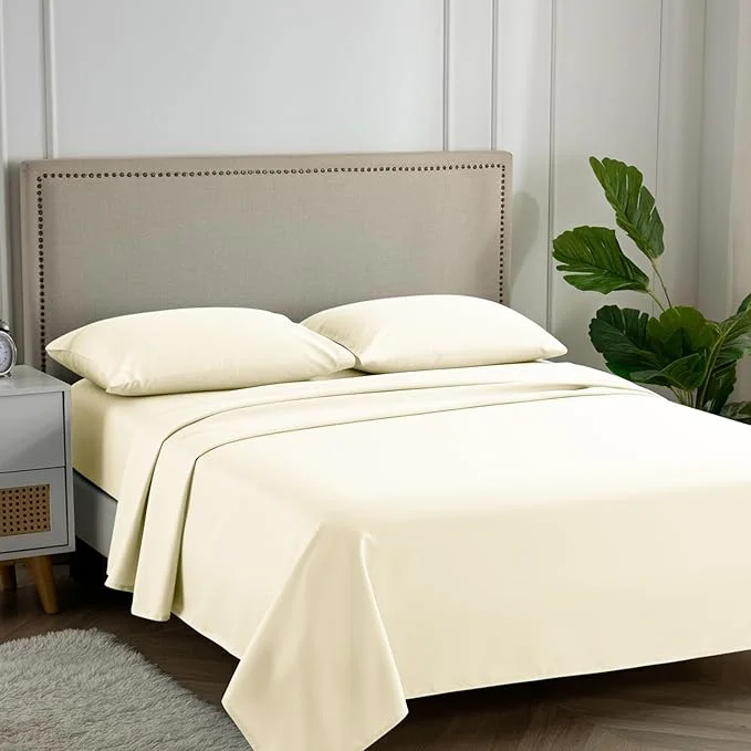 Effective Carressa Linen Egyptian Cotton Full Size Sheets - 600 Thread Count Full Size Egyptian Cotton Sheets 4 PC Ivory Cream Soft Cooling 16 quot Deep Pocket Sateen Weave Luxury Hotel Bed Sheet Set Green