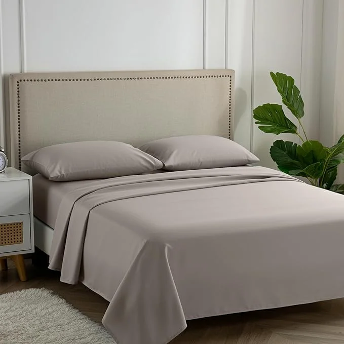 Flexible Carressa Linen Egyptian Cotton Queen Size Sheet Set - Luxury 600 Thread Count Egyptian Cotton Sheets Queen Size Cocoa Taupe Soft Cooling Sateen Weave 16 quot Deep Pocket Hotel Quality Sheets Exclusive