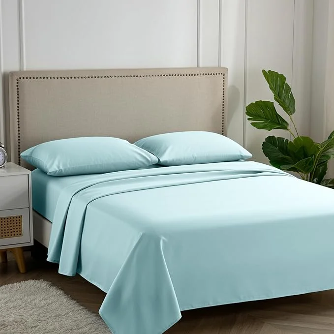 Relaxed Carressa Linen Egyptian Cotton Queen Sheet Set - 600 Thread Count Egyptian Cotton Queen Sheets Set 4 PC Seafoam Green Ultra Soft Cooling 16 quot Deep Pocket Sateen Weave Luxury Hotel Bed Sheet Responsible