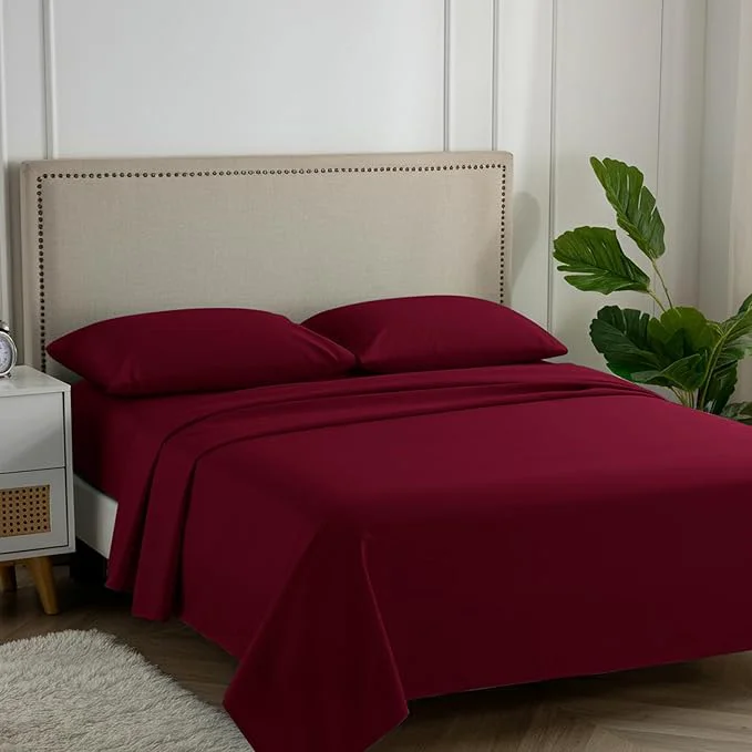 Trendy Carressa Linen Egyptian Cotton Full Size Sheets - 600 Thread Count Full Size Egyptian Cotton Sheets 4 PC Classic Burgundy Soft Cooling 16 quot Deep Pocket Sateen Weave Luxury Hotel Sheet Set Natural