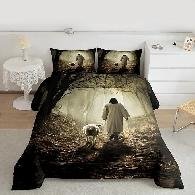 Authentic Castle Fairy Mysterious Jungle Comforter Set Toddler Size Sheep Print Bedding Set for Kids Teens Wild Animals Down Comforter 2 Pcs 1 Pillowcase Sophisticated