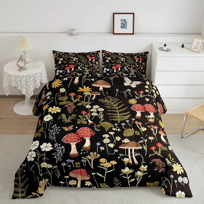 Exceptional Feelyou Mushroom Comforter Set Twin Size Boho Comforter Western Decor Bedding Set Southwest Native American Design Duvet Set Room Decor Bronze Black Quilt Set Healthy