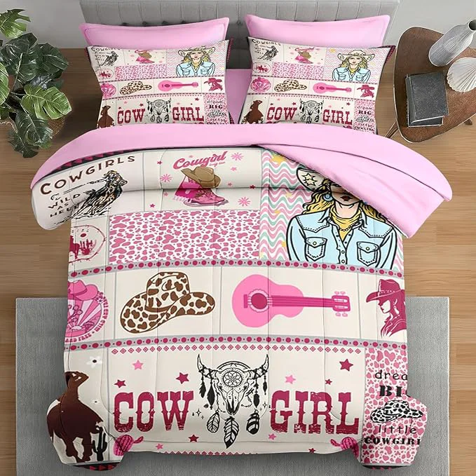Expertly Made Comforter Set Queen Size Cowgirl Western Country 7 Pcs Bedding for Kids and Adults Cowboy Rustic Retro Bed Sheet Sets with Fitted Sheet 2 Pillowcases amp 2 Shams for Bedroom Bed Decor Innovative
