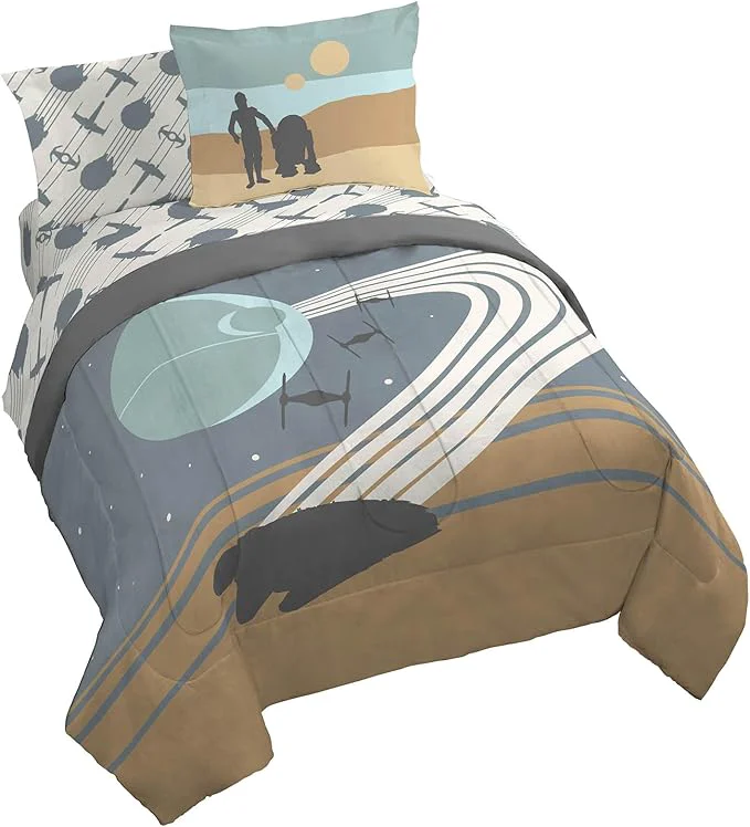 Premium Jay Franco Star Wars Queen Size Comforter Set - 7 Piece Bedding Includes Sheet Set amp Pillow Covers - Super Soft Cozy Bedding with Death Star and Millennium Falcon Classic