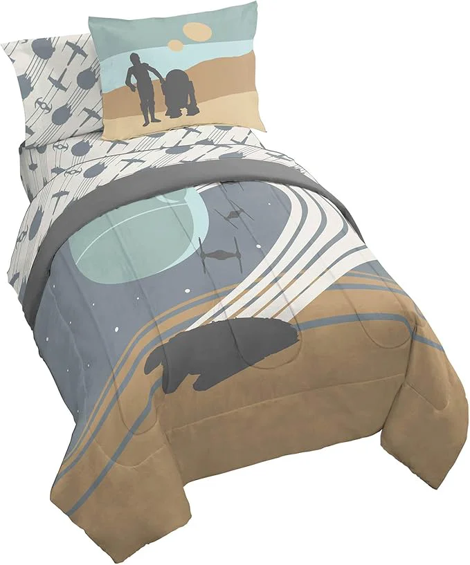 Detailed Jay Franco Star Wars Full Size Comforter Set - 7 Piece Bedding Includes Sheet Set amp Pillow Covers - Super Soft Cozy Bedding with Death Star and Millennium Falcon Innovative
