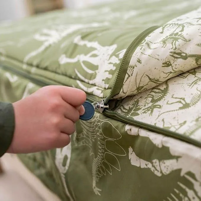 Verified Beddy 39 s Dinosaurs T-rex Theme Boys Durable Zipper Bedding for Kids Bed in a Bag Green Sheets and Comforter with Dino Fossils Includes Pillowcase and Pillow Sham Easy to Make and Wash Casual