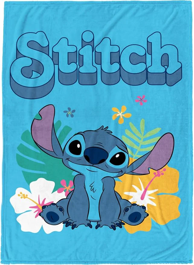 Unique Jay Franco Kids Plush Throw Blanket – Soft amp Cozy Fleece Throw for Bedroom amp Couch Décor Licensed Product Blue - Stitch 60x90 - Large Blanket Responsible