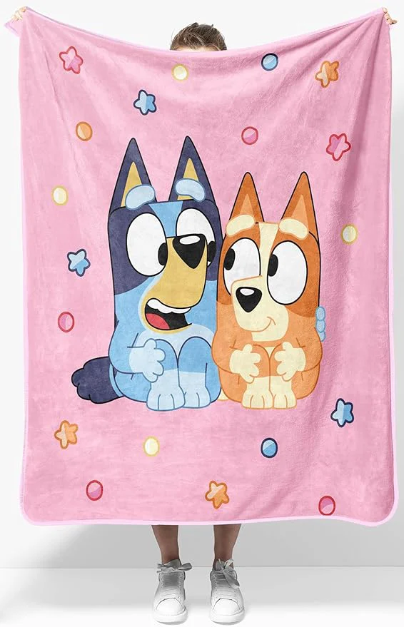 Original Design Jay Franco Kids Plush Throw Blanket – Soft amp Comfy Throw for Couch or Bed – Cozy Home Décor for Living Room amp Bedroom Pink - Bluey 40x50 - Travel Blanket User-Friendly