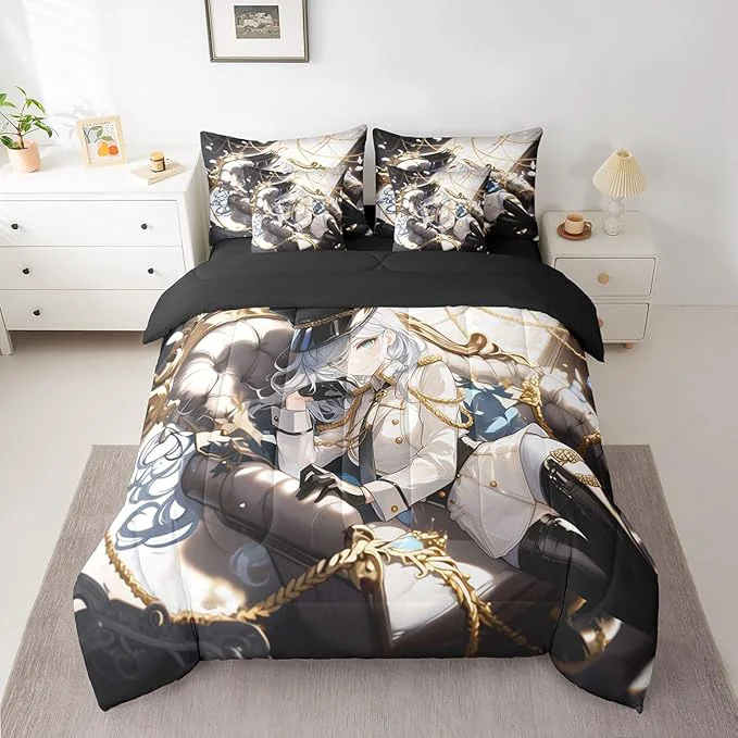 Relaxed Erosebridal Anime Girl King 7 Piece Bedding Set for Kids Kawaii Japanese Anime Bed in A Bag Cartoon Girl Comforter Set with Sheets for Girls Boys Teens Men Room Japanese Animation Bed Sets Consistent