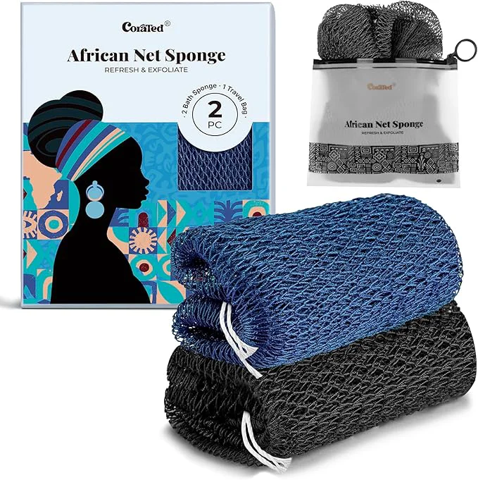 Flexible CORATED African Net Sponge Shower Loofah Exfoliating Bath Sponge Reusable