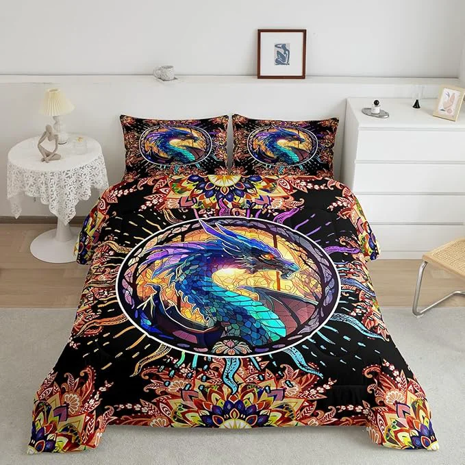 Carefully Designed Feelyou Dragon Comforter Set Twin Size Dragon Stuff Comforter for Boys Girls Teens 3D Print Animal Bedding Set Dragon Decor Duvet Set Room Decor Golden Quilt Set Certified