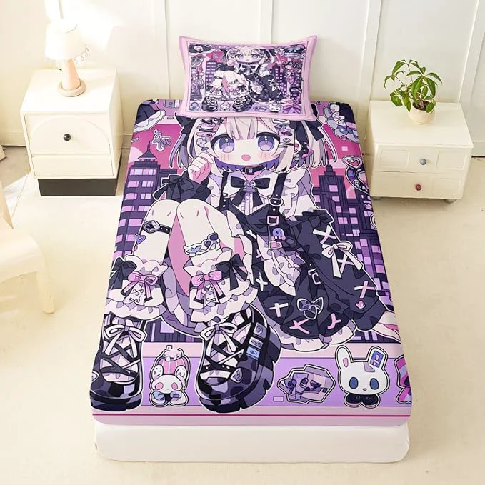 Proven Erosebridal Japanese Uniform Girl Sheets for Boys Girls Anime Gift Fitted Sheet Kawaii Coquette Kids Bedding Sets Princess Fairytale Bed Sets Twin 2 Piece Clean