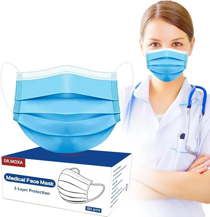 Premium Material DR.MOXA 50 Pack Disposable Face Masks Medical Grade 3 Ply Masks Enhanced